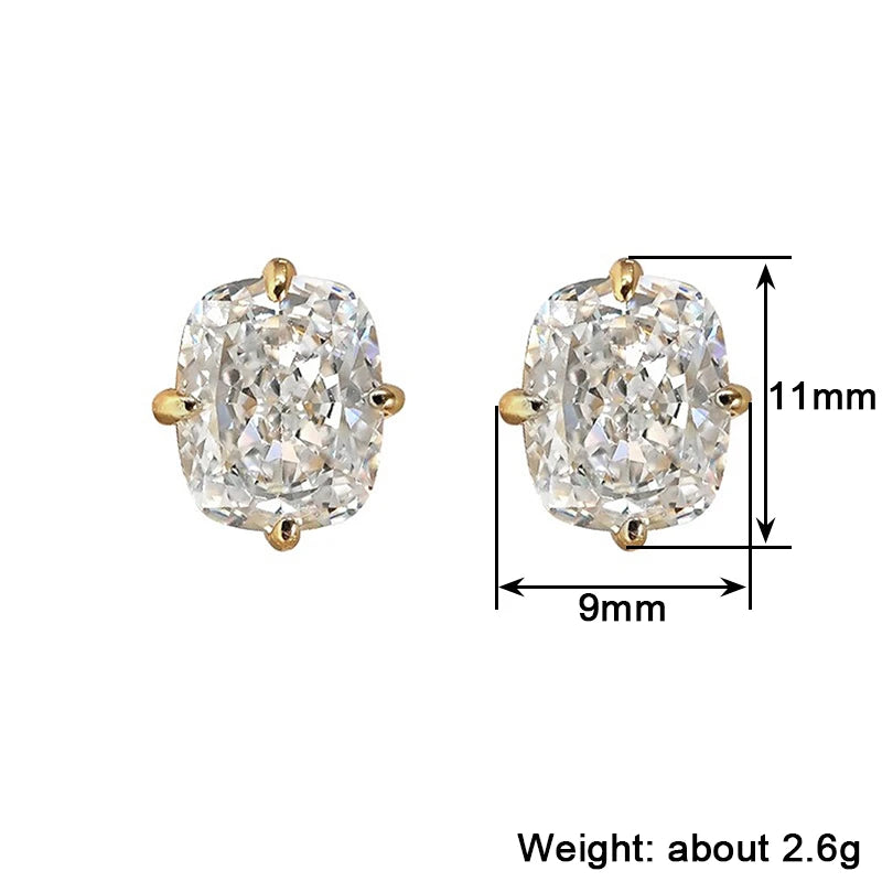 Huitan Gold Geometric Cubic Zirconia Crystal Stud Earrings Stud Earrings Vue