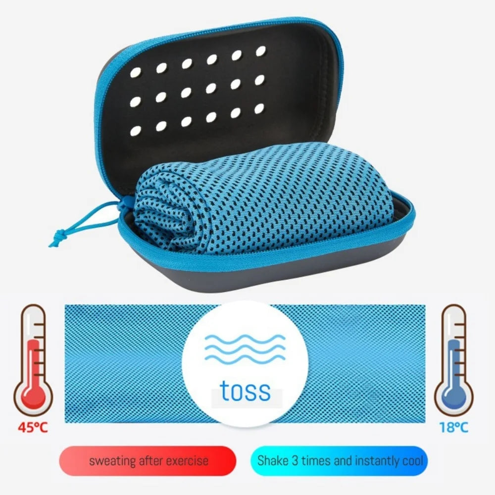 Portable Mini Silica Gel Set Cold Towel Polyester Fiber Outdoor Cooling Towel Fitness sports gym Running quick Dry Cool Towel Vue