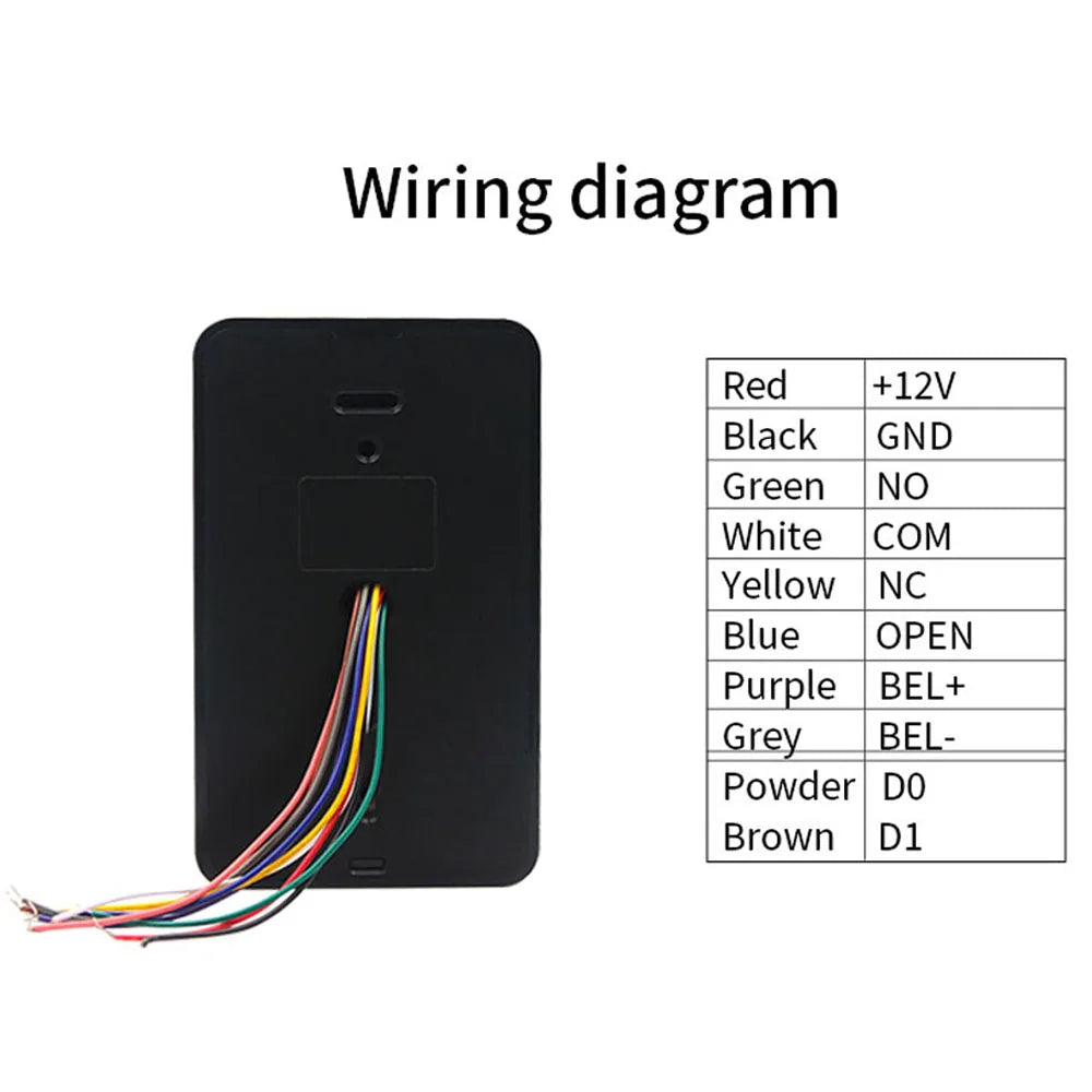 125Khz+13.56Mhz IP67 Waterproof Touch Screen Backlight RFID Standalone Access Controler Access Control 1000 User Wiegand Output Vue