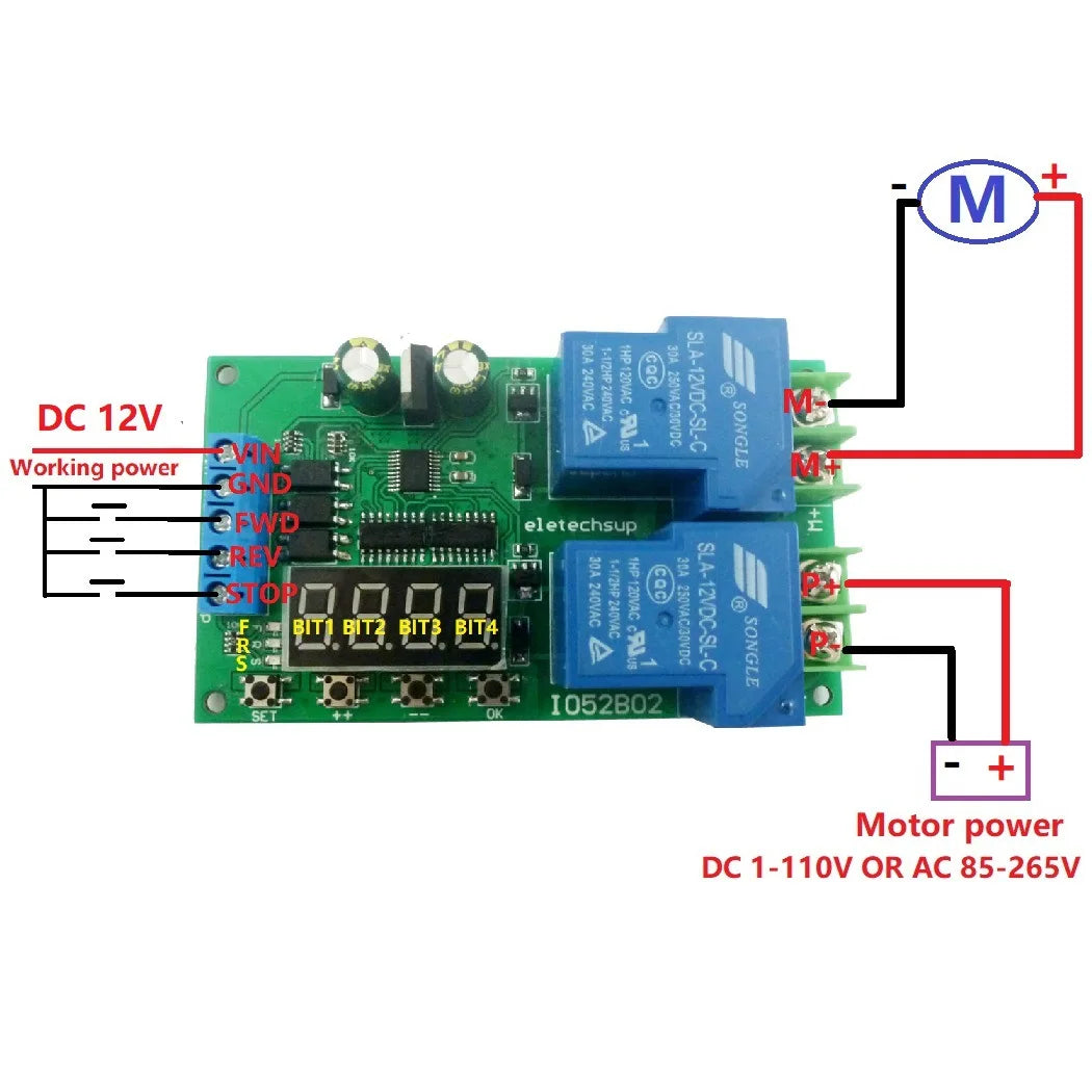 DC12V 30A Multi-functional Motor Forward and Reverse Controller Motor Start and Stop Controller Time Delay Limit Switch Relay Vue Default Title