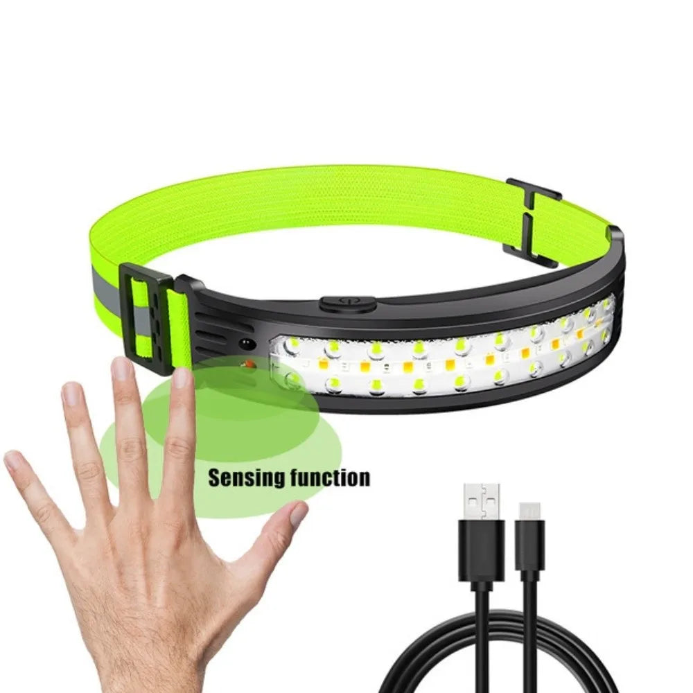 6 Lighting Modes COB LED Headlamp Waterproof Powerful Wave Sensor USB Rechargeable Head Lamp Intelligent Waving Sensor Vue LED