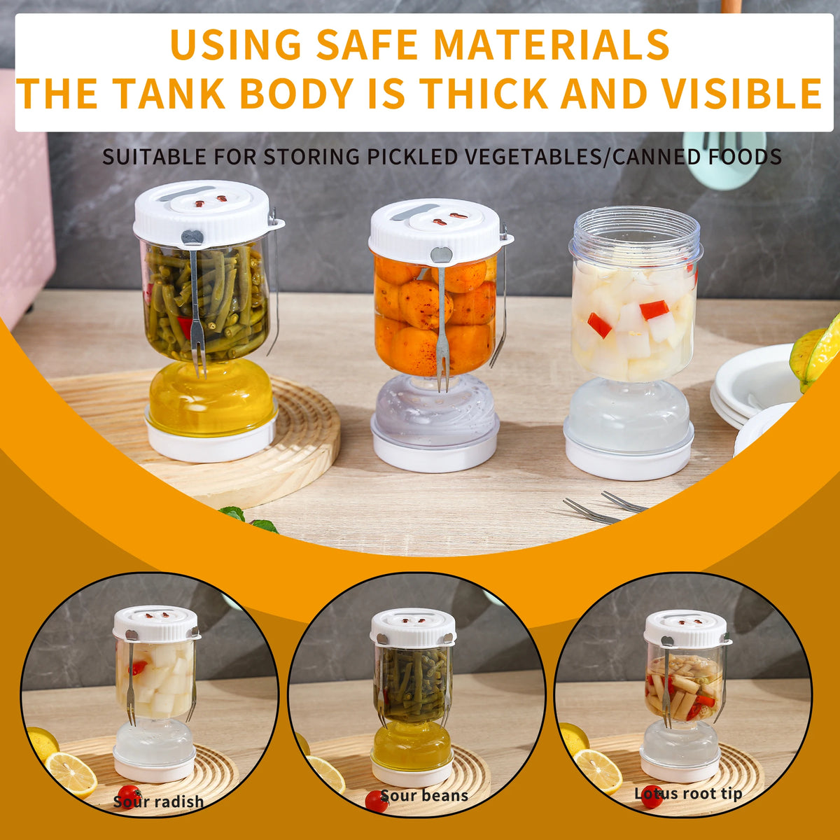 Pickles Jar with Lids Strainer Olives Hourglass Jug Food Storage Kimchi Container Jalapenos Fermentation Kitchen Separator Vue