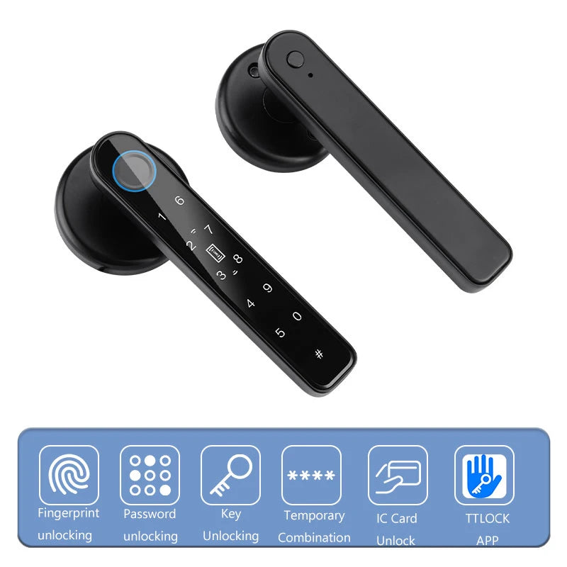Digital Door Lock Biometric Fingerprint Lock Smart Home Anti Peeping TTLOCK APP Control Type-C Charging Intelligent Door Lock Vue