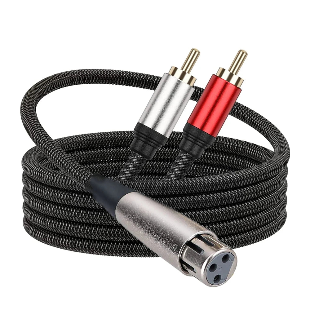 Professional XLR Male/Female To Dual RCA Male Cable Stereo Audio Interconnect Cable Adapter for Headphone Amplifier Mic Vue