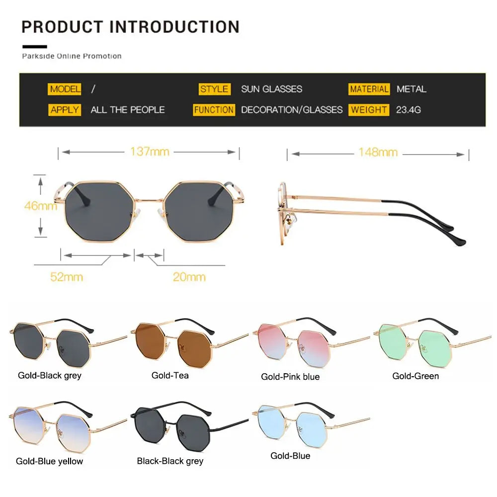 Vintage UV Protection Shades Polygon Sun Glasses Sunglasses Men Women