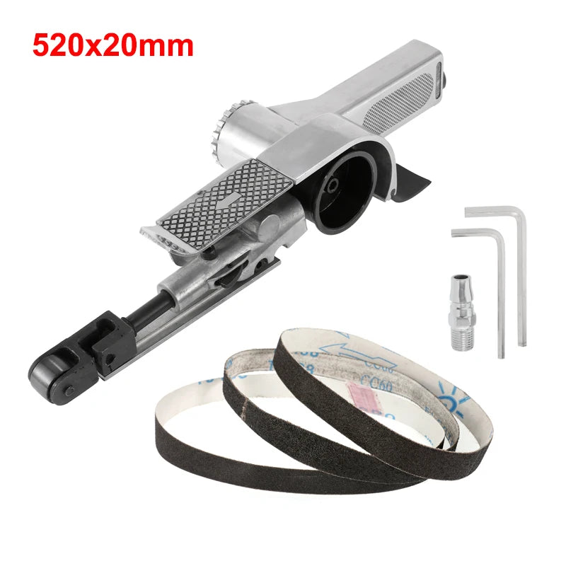 3/4" Air Belt Sander Air Angle Grinder Angle Grinding Machine with Sanding Belts for Air Compressor Sanding Pneumatic Tool Set ﻿ Vue 520x20mm