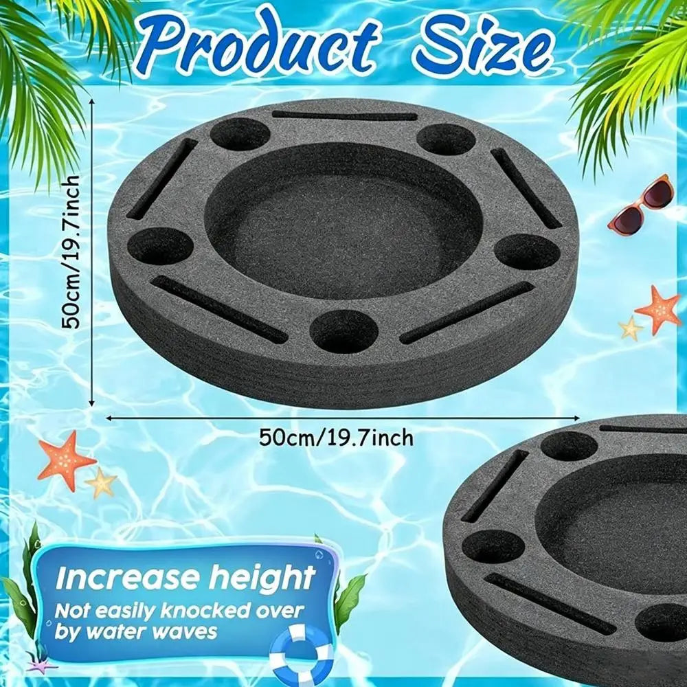 round/square Floating Drink Holder for Pool, Large Capacity Serving Tray with Cup Holders, Stable Water Float for Hot Tub Lake Vue round