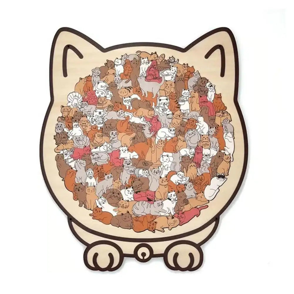 75 Piece Cat Shaped Wooden Puzzle DIY Animal Shape Wood Puzzle For Cats Lovers Home Decor Toys Vue 02