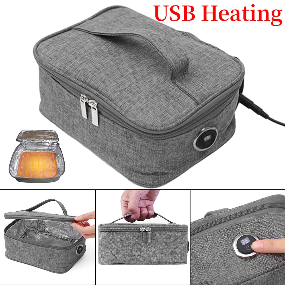 USB Rechargeable Food Heater Warmer Portable Electric Lunch Bag Insulated Lunch Bag Reusable for Youth Kid Boys Girls Teen Adult Vue