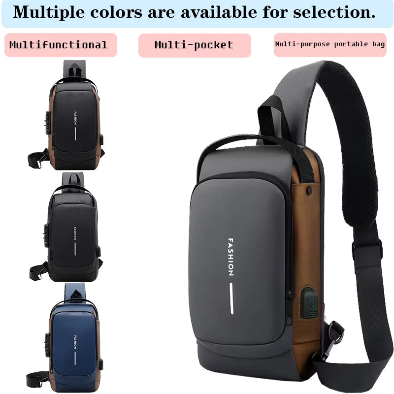 Sleek Contrast Multi-color Sling Bag Multi-pocket Adjustable-strap