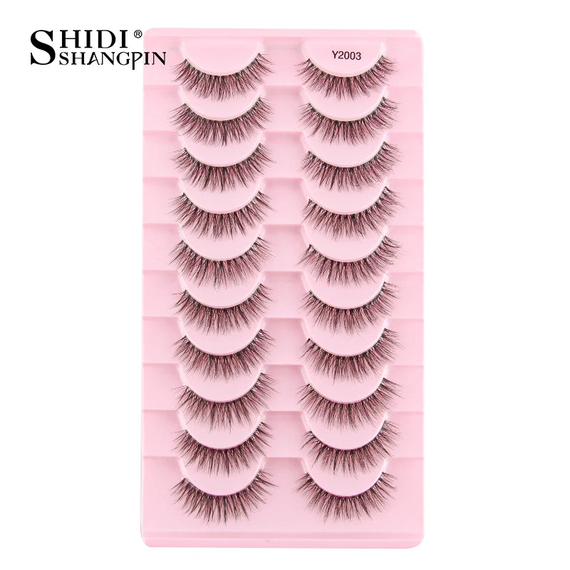 10 Pairs False Eyelashes Natural Look Soft Eyelash Extension 3D Mink Half Lashes Makeup Faux Cils Cat Eye Eyelashes Maquiagem Vue 10 Pairs Y2003