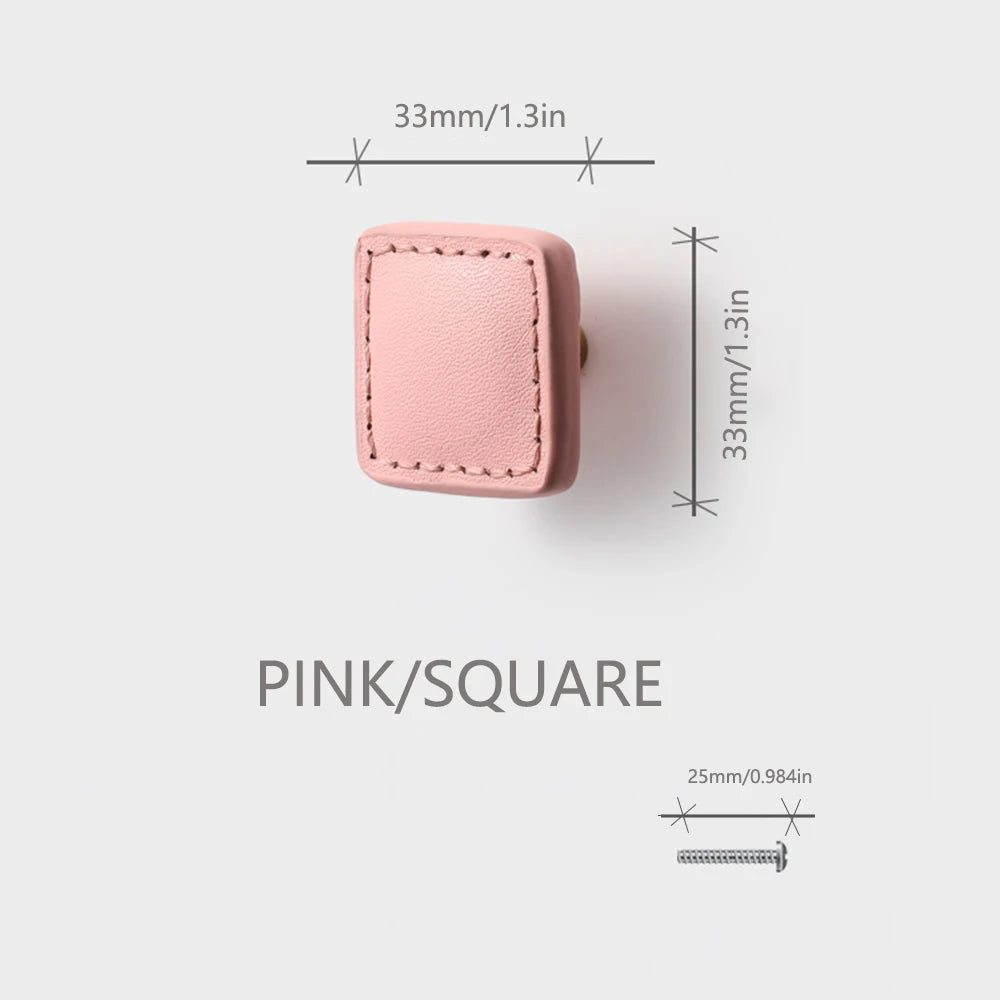 1pc drawer handle cabinet door handle leather wrapped brass door handle direction circular pink Cute cabinets Vue Pink Square