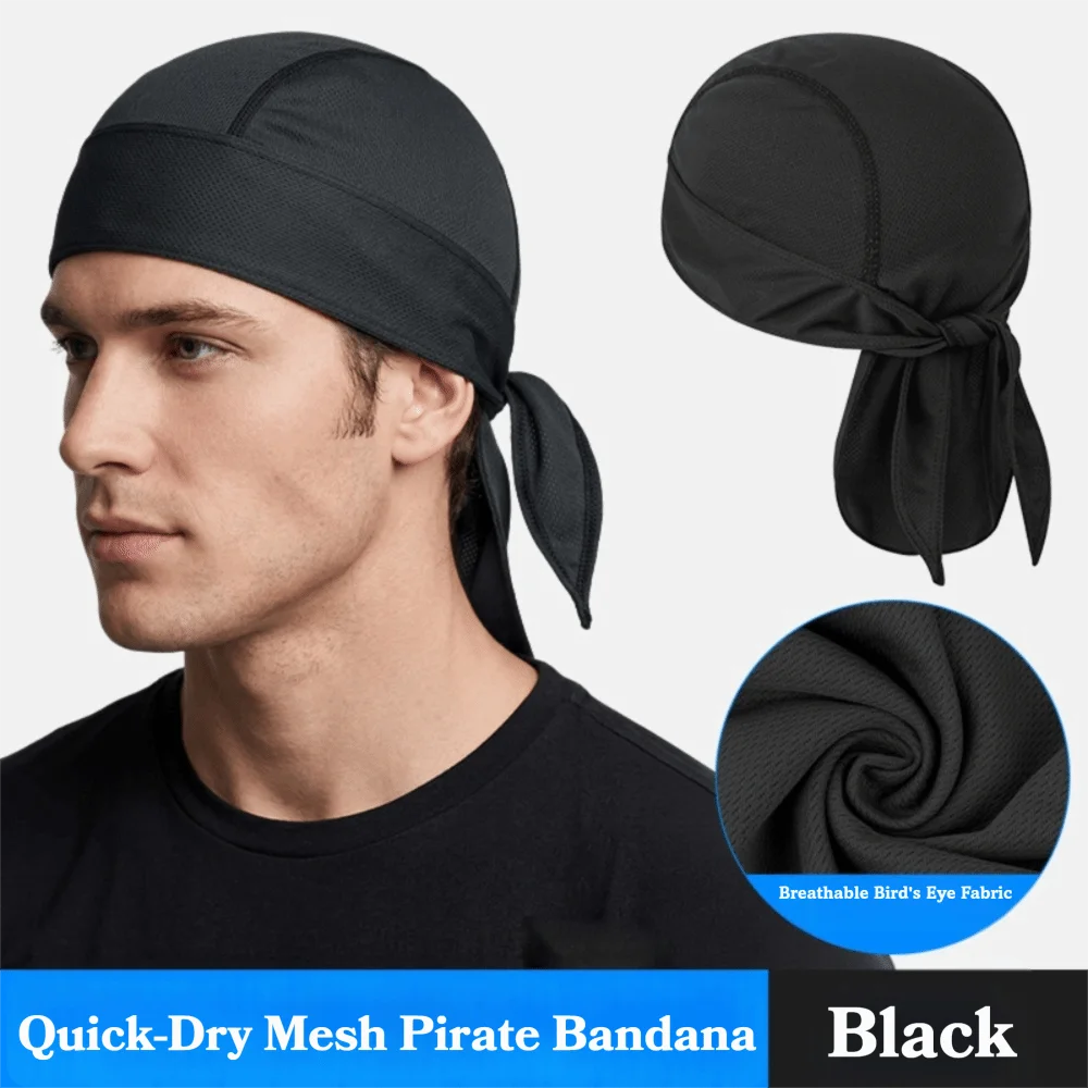 Print Quick-dry Headscarf Sweat-wicking Fabric Solid Sports Headband Vue Black