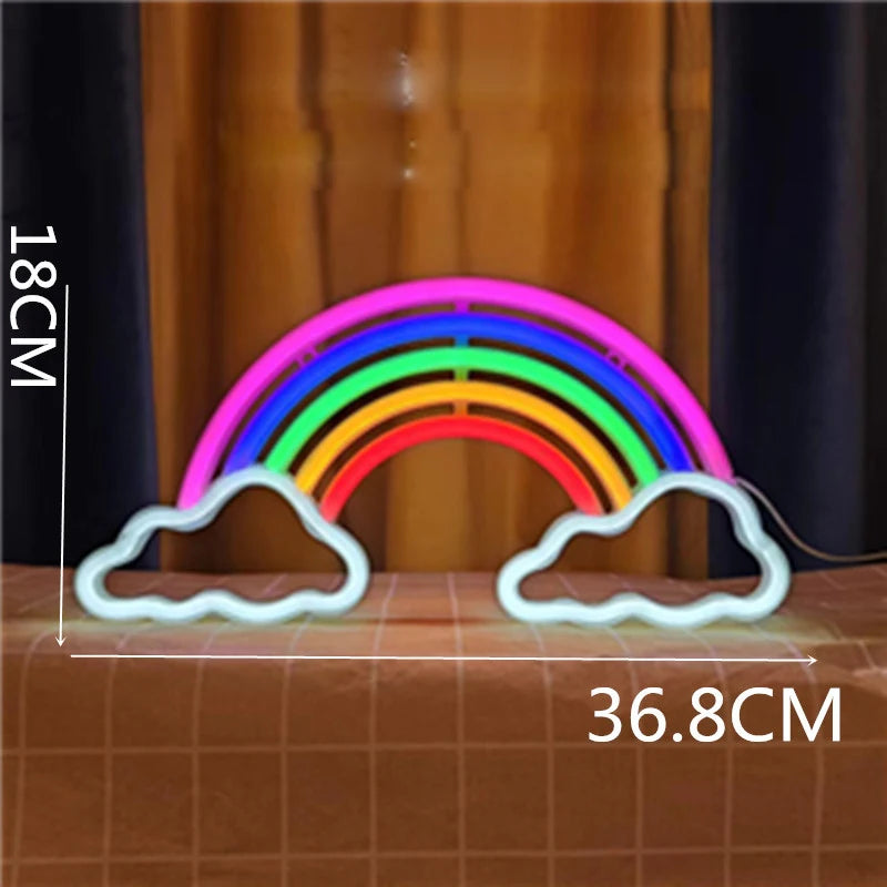 Cloud Neon Sign LED Light Rainbow Colorful Night Light for Bedroom Wall Hanging USB Powered Christmas Party Decoration Vue rainbow cloud