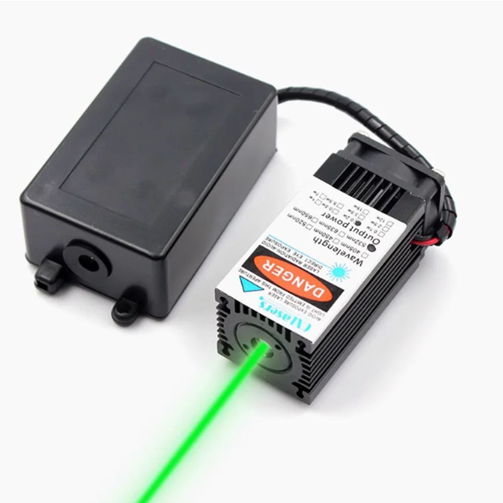 532nm 200mW High-power Green Laser Module 12V TTL Coarse Laser Vue Fine light EU Plug
