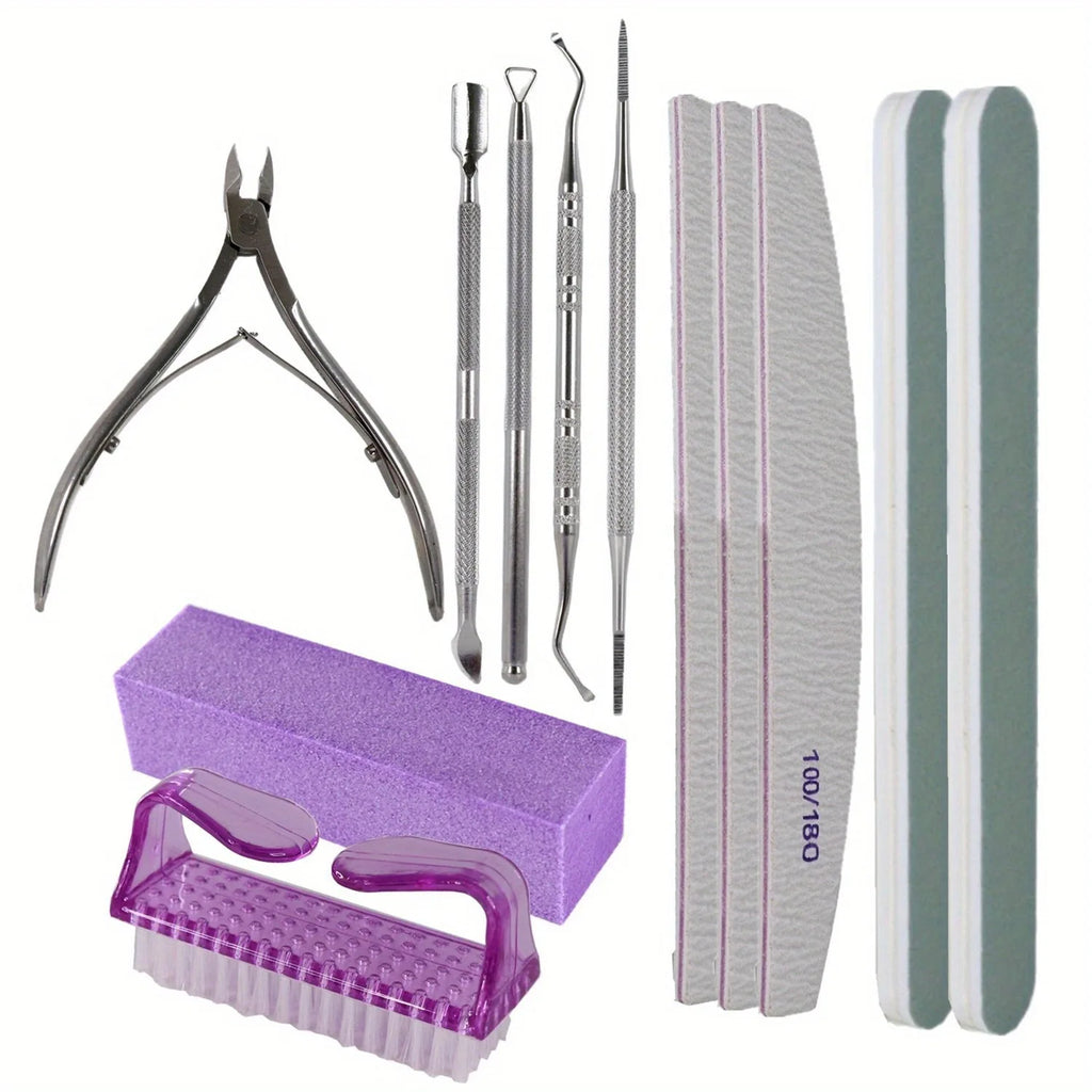 Professional Cuticle Remove Nail Art Tool Set Cuticle Nippers/Nail Buffer Block/Cuticle Pusher/ Peeler For Nai Art Vue