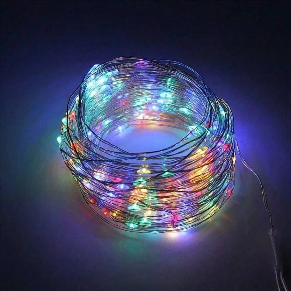 1PC 7M/12M/22M/32M Copper Wire Fairy Light String,Solar-powered,8 Lighting Modes,Used for Wedding,Indoor,Festival,Bedroom,Party Vue Multicolor 1PC 22M200LED