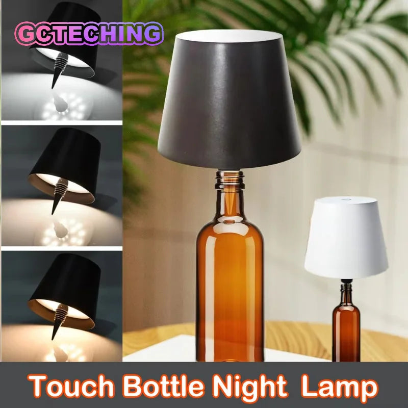 Wireless Table Lamp LED Wine Bottle Base Rechargeable Vases Light Touch Switch Bar Dining Lamp Vue