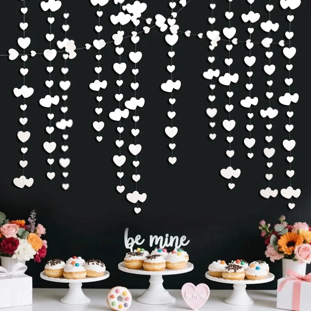 4m Hanging Love Streamer Romantic Glitter Wedding Garland Paper Easy To Install Love Heart Hanging Curtain Engagement Vue