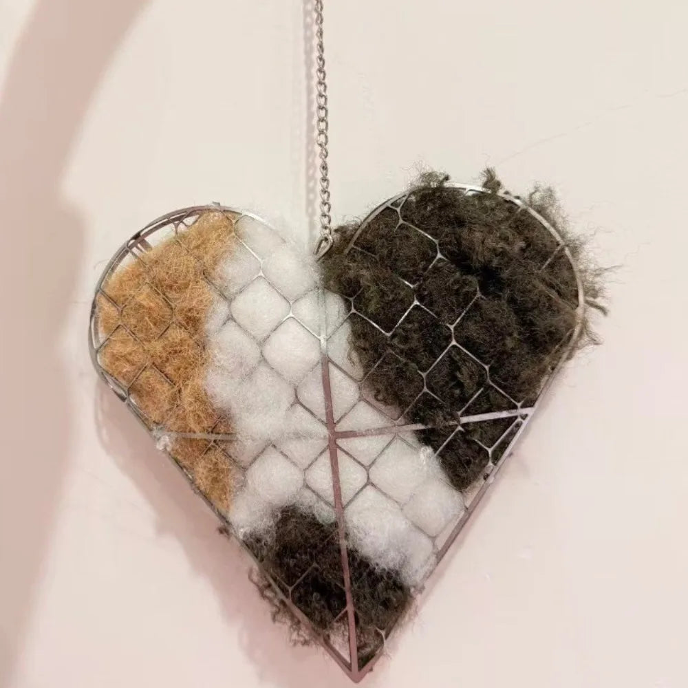 Handmade Alpaca Fiber Bird Nesting Heart Heart Shape Refillable Birds Nests Material Holder Hanging Cotton Wool Vue Heart
