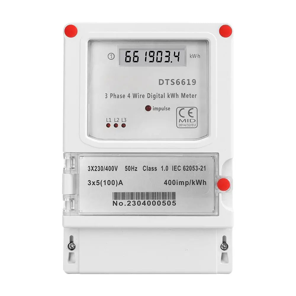 AC400V 5-100A 50Hz Three Phase 4 Wires LCD Digital Energy Meter kWh Power Consumption Electricity Measurement Wall-mounted Vue