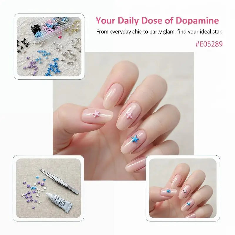Lovely 10 PCS Four-pointed Star Nail Charms for Girls Perfect for Artistic Mani Pedi at Home or Salon Vue