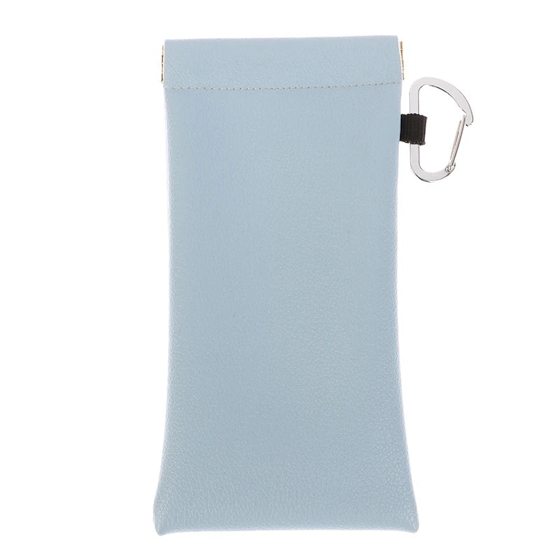 Automatic Closed Soft PU Glasses Bag Sunglasses Case Carrying Bag Eyewear Pouch Earphone Data Cable Storage Protective Cover Vue Blue