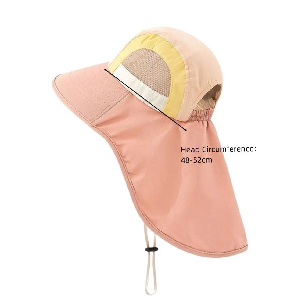 Neck Flap Sun Hat Polyester Strap Wide Brim Beach Hats UV Protection