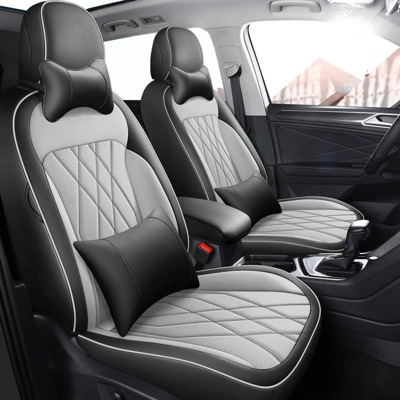 Full Coverage Luxury Car Special Seat Covers For Volkswagen VW Tiguan L 2017-2024 Waterproof PU Leather Non-slip Auto Parts Vue