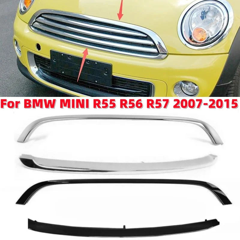 1/2pcs Car Front Bumper Grill Trim Strip Chrome Plated / Black Bumper Grille Trim for BMW MINI Copper R55 R56 R57 2007-2015 Vue Chrome Lower