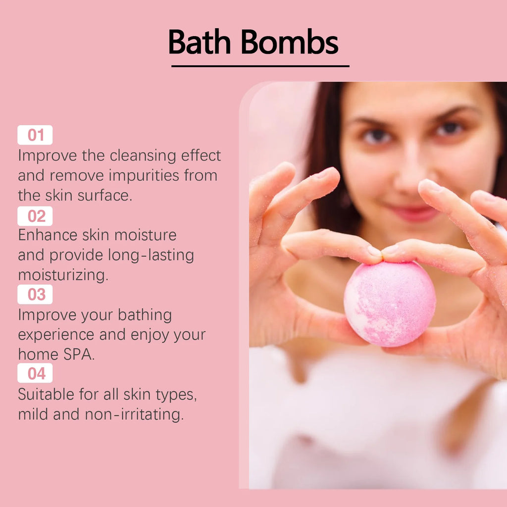 Christmas Bath Bombs - Floral Scented Fizzing Bath Salts With Skin-Softening Oils, Long Lasting Fragrance & Bubbles Vue