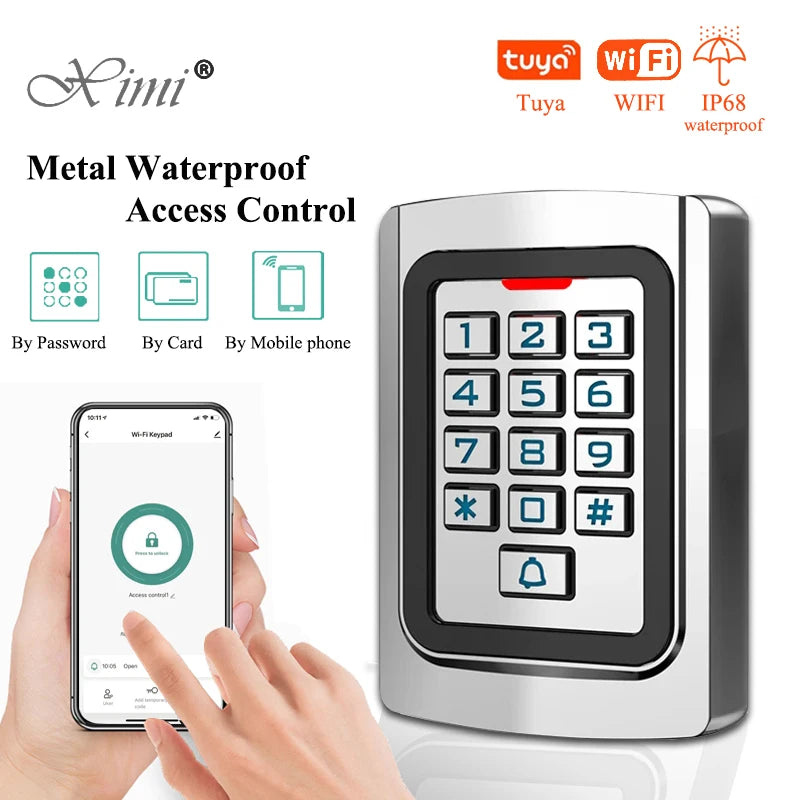 WIFI Tuya APP Waterproof Backlight RFID Door Access Control Reader Keypad 2000 Users 125KHz EM Card Metal Access Controller Vue