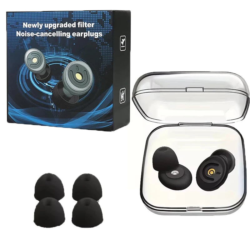 Ear Plugs Noise Reduction Protection Reusable Silicone Swimming Plug Vue black