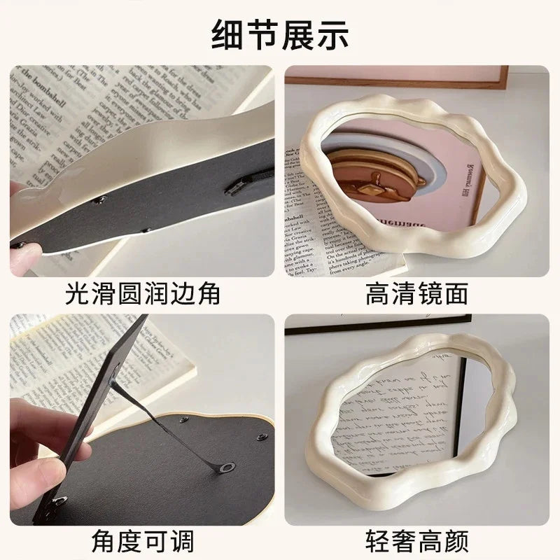 Cloud Shaped Makeup Mirror Portable Desktop HD Vanity Mirror For Women Teens Students Bedroom Dressing Table Dorm Birthday Gift Vue