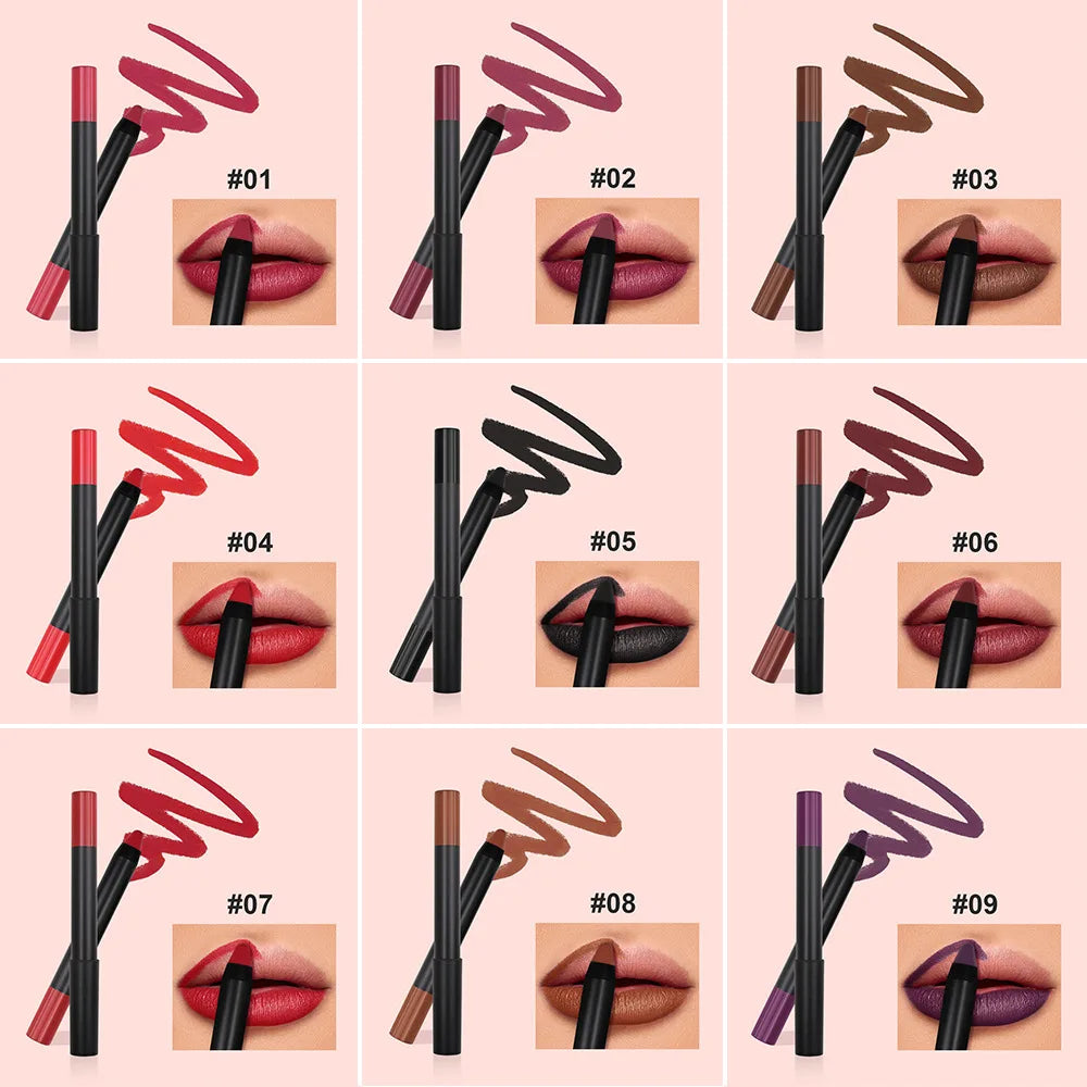 Matte Lipstick Pencil Waterproof With Sharpener Lip Balm Private Label Velvet Lip Liner Pen Lips Makeup Women Cosmetics Bulk Vue