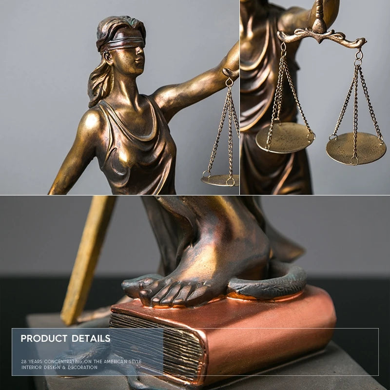Greek Justice Goddess Sculpture Antique Bronze Scales Law Statue For Lawyer Office Desk Centerpiece For Law Students Decor Gift Vue
