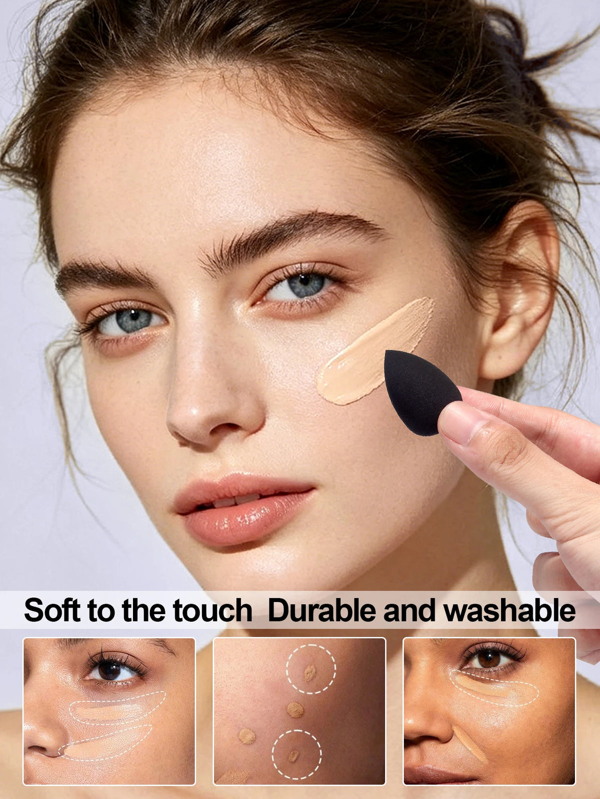 10/20/30/50cs Mini Makeup Sponge, Foundation Concealer Cosmetic Puff, Base Makeup Sponge Beauty Tool, Random Color Vue