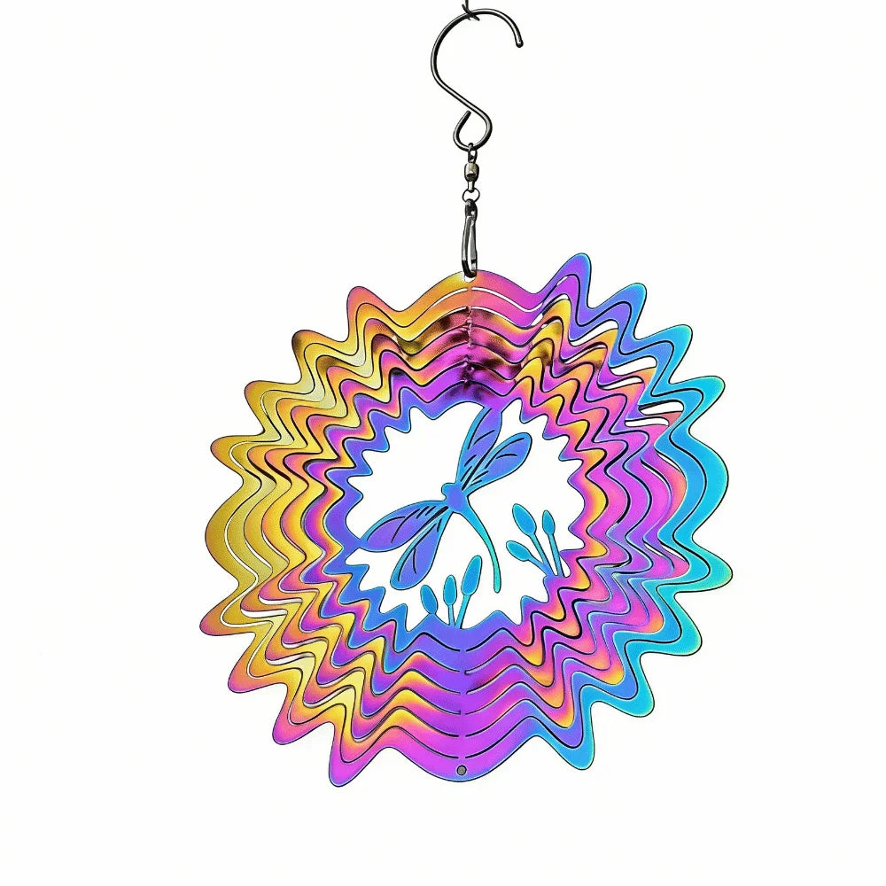 Gradient Wind Chime Pendant Flowing Light Effect Colorful Wind Spinner Catcher Heart Flower Home Decor Vue