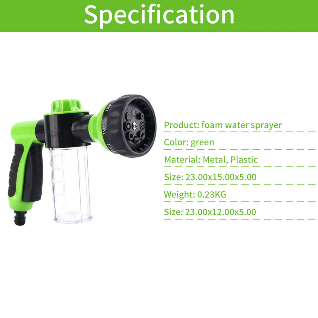 Car Foam Dispenser Car Sprayer Car Foam Hose Sprayer Dispenser 8 Watering Patterns Wash Cleaning Tool Garden Hose Nozzle Sprayer Vue