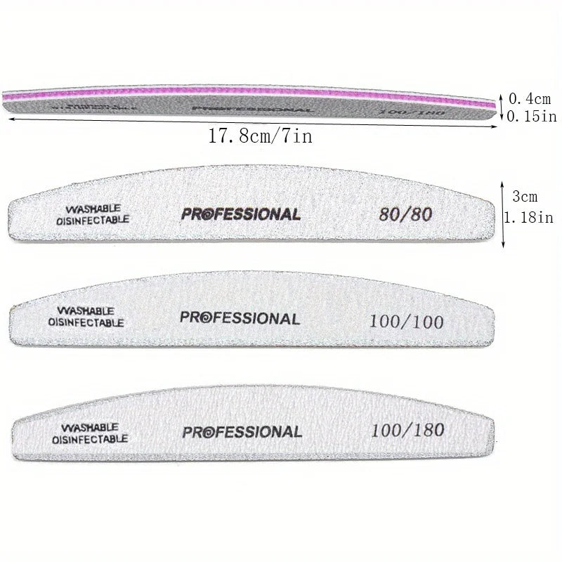 3Pcs 5Pcs Double Sided Nail File Buffer 80 100 180 Grit Professional Nail Art Trimmer Tool Vue