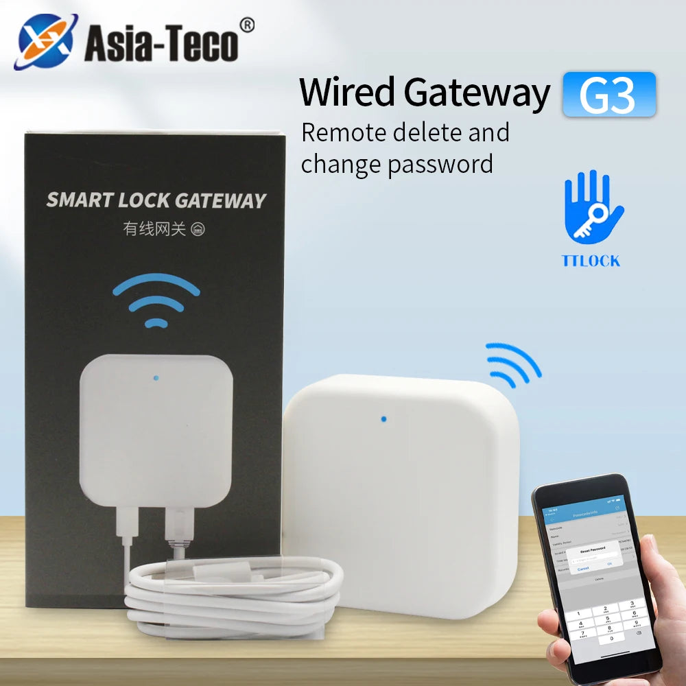 New in RJ45 Wired G3 2.4G Wifi Gateway TTlock App Remote Control LOCK Unlock Bluetooth to RJ45 Repeater for Smart Electric Lock Vue Default Title