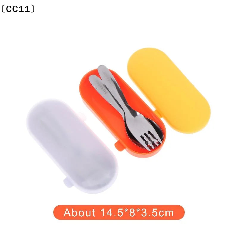 Stainless Steel Spoon Fork Set Short Handle Children's Tableware Household Baby Food Spoon Soup Spoon〔CC11〕 Vue