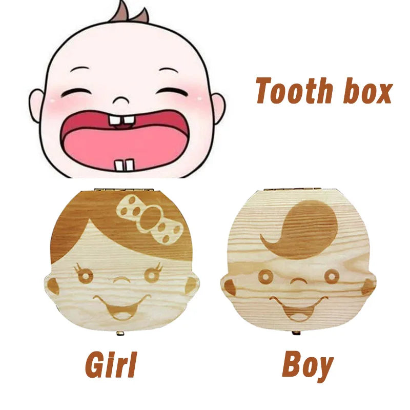 vvocciGerman Wooden Kids Milk Teeth Organizer Storage Gifts Keepsakes Boys Girls Baby SouvenirsBaby Tooth Box SpanishDutchFrench Vue