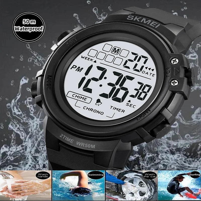 SKMEI 2260 Men's Digital Sports Watch – Dual Time Zone LED Digital Sports Watch Vue