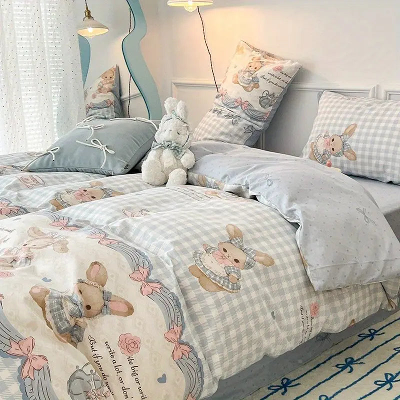 Cute Capybara Duvet Cover Set Boys Girls 3 4pcs Bedroom Decoration Flat Bed Sheet Pillowcases Single Double Size Bedding Set Vue 13 Full 4pcs 180x220
