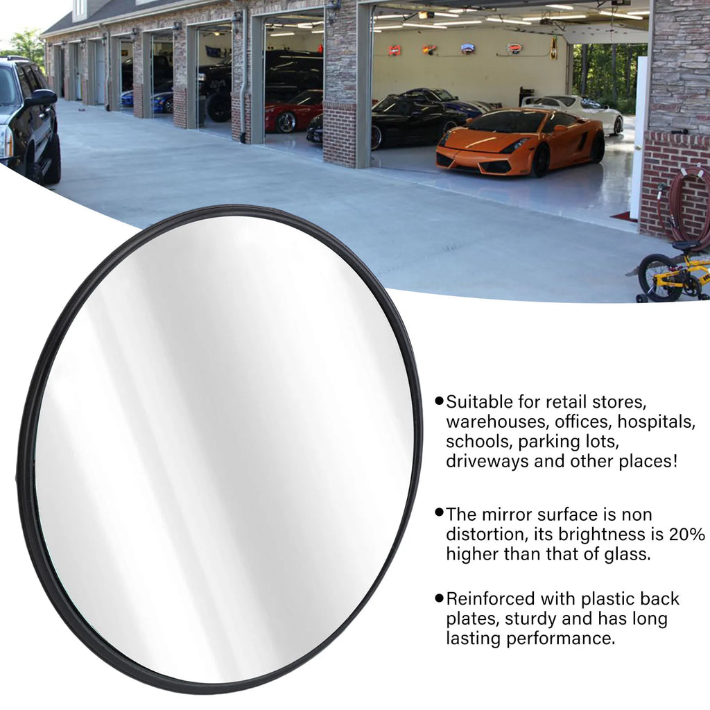 Curved Security Mirror Sturdy Backing Indoor Round Convex Mirror with Wall Mount Bracket for Garage Store Warehouse Parking Lot Vue