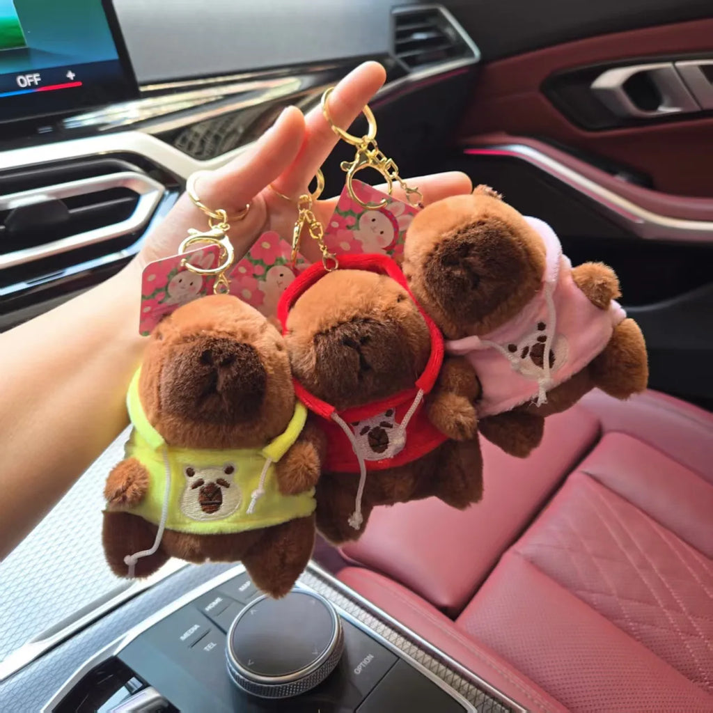 1-20PCS Fashion Capybara Plushie with Sweater Design Bag Charm Key Ring Pendant Cute Christmas Gift for Friends Family Vue