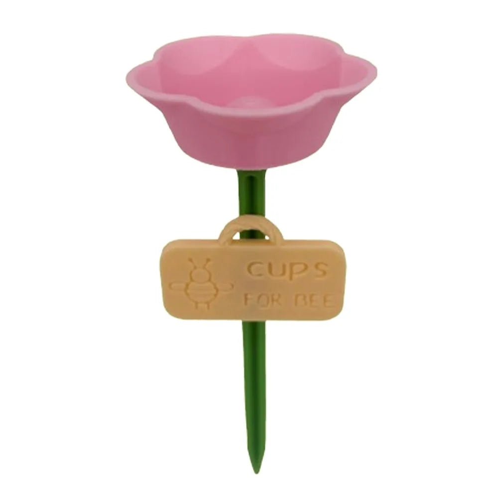 Flower Shaped Bee Watering Station Weatherproof Colorful Wild Bees Water Bowl Rust-resistant UV Resistant Pollinator Feeder Vue Pink
