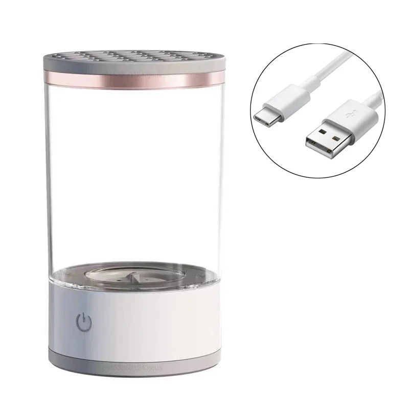 USB Plug Electric Makeup Brush Cleaner Makeup Brush Cleaning Machine Automatic Cosmetic Brush Dryer and Cleaner with Cleaner Mat Vue White