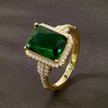 Huitan Green Cubic Zirconia Gold-Tone Ring for Women Fashion Ring Vue Q671 10